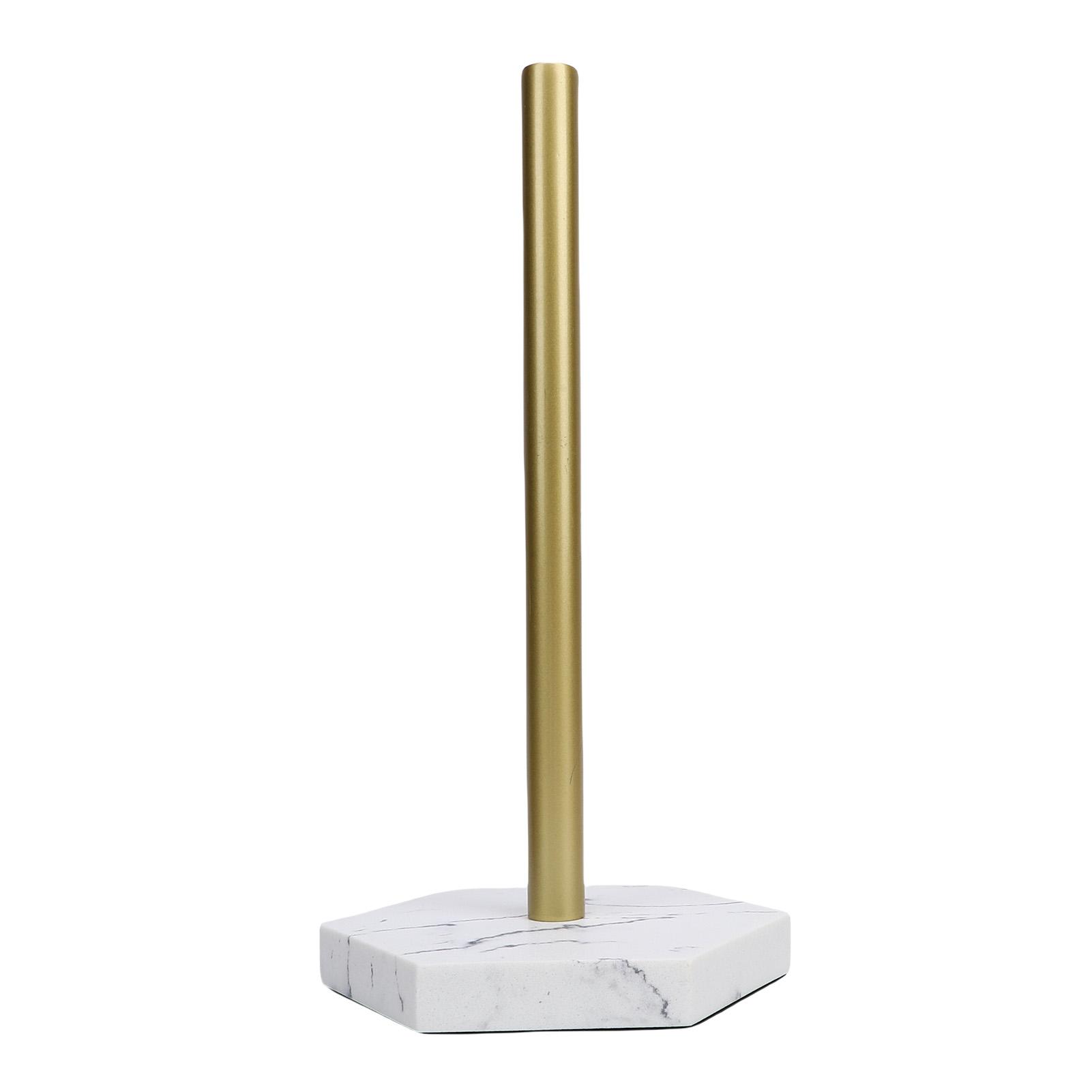 

Standing Paper Towel Holder Gold Stainless Steel Marble Texture Countertop Roll Paper Stand for Kitchen Toilet