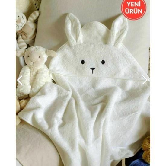 

Extra Soft Cotton Girl-Boy Newborn/Baby Bath Swaddle Towel Ecru/Rabbit 0-2 Age