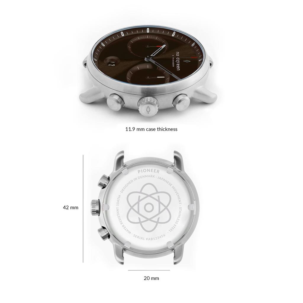 NORDGREEN Pioneer Scandinavian Design Watch Sunray Brown Brown Leather 42mm