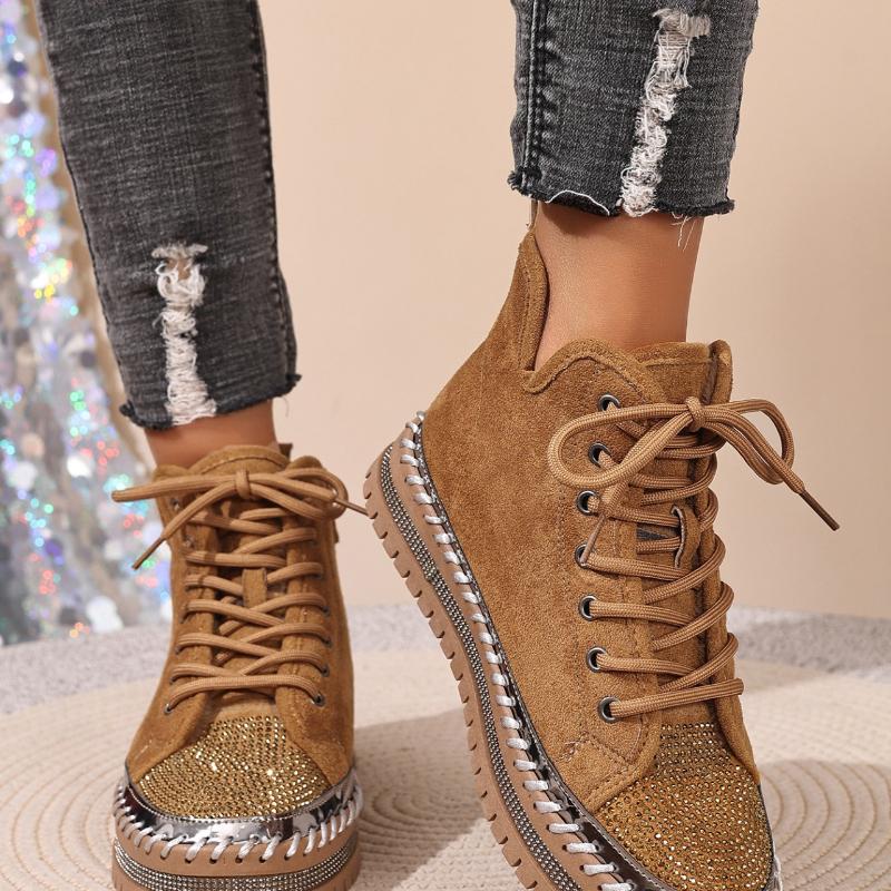 

New Crystal Ankle Boots for Women s Flats Platform Sport Shoes Designer New Comfort Snow Boots Brand Warm Short Ladies36 43 Comfortable Soft Sole Non 41
