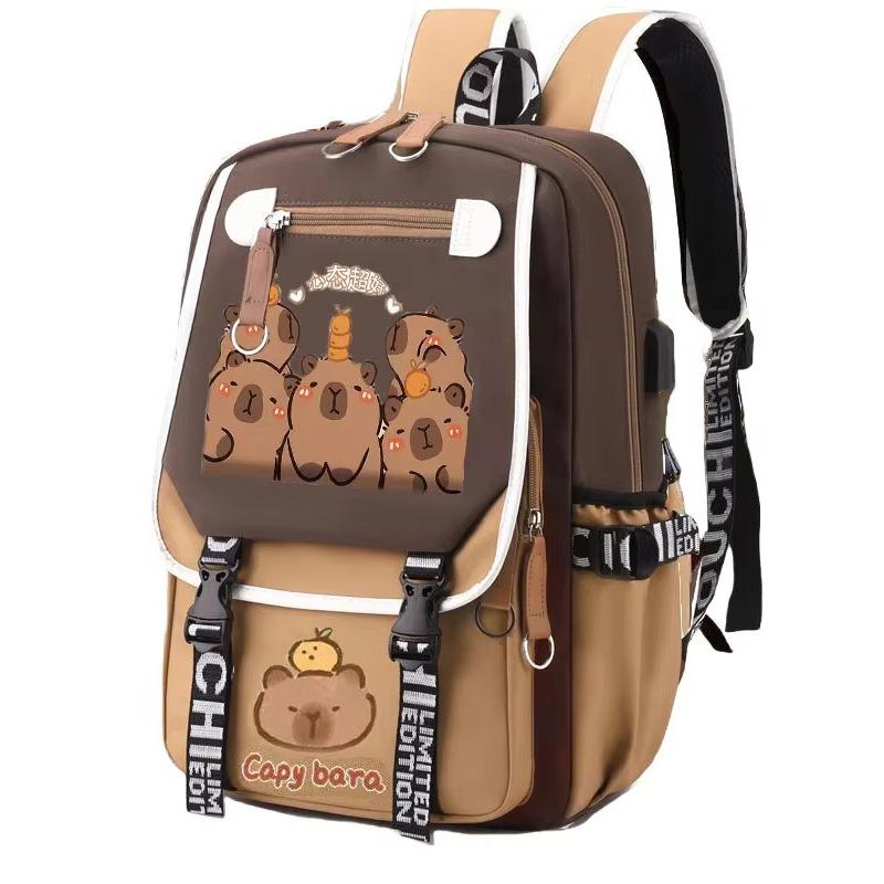 

Капибара капибара принт мультяшный личность тренд рюкзак студенческий большой вместимости сумка для отдыха Average Size