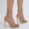 Fashion 2025 Rhinestones Snake-Like Winding Super High HeelsSummer New Fine And Pointed Rhinestones All Wear Net Red Tide Heels