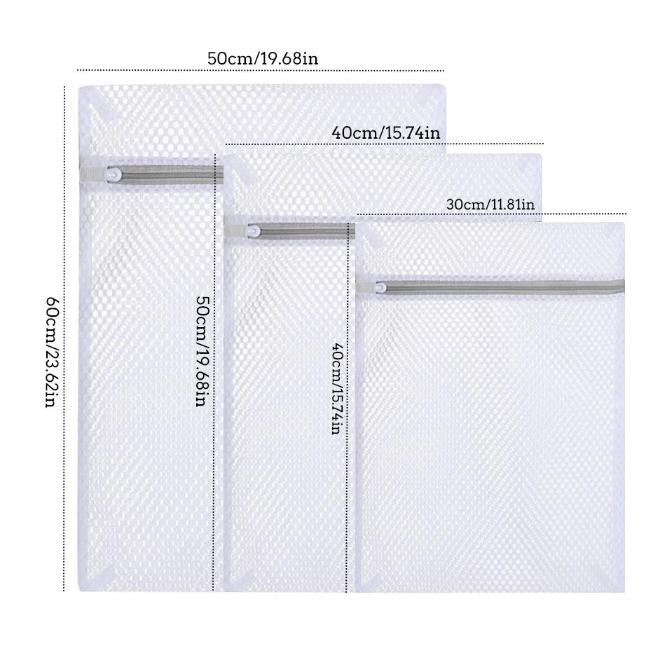 3 Stück Netz-Wäschebeutel mit Reißverschluss Polyester Wäschewaschbeutel Grobmaschiges Netz Wäschekorb Wäschebeutel für Waschmaschinen BH-Beutel