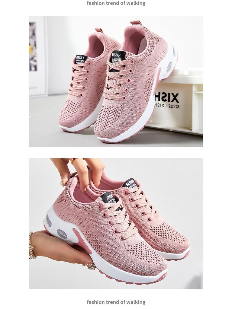 Women's Plus Size Casual Air Cushion Sneakers - Breathable Flyknit Running Shoes