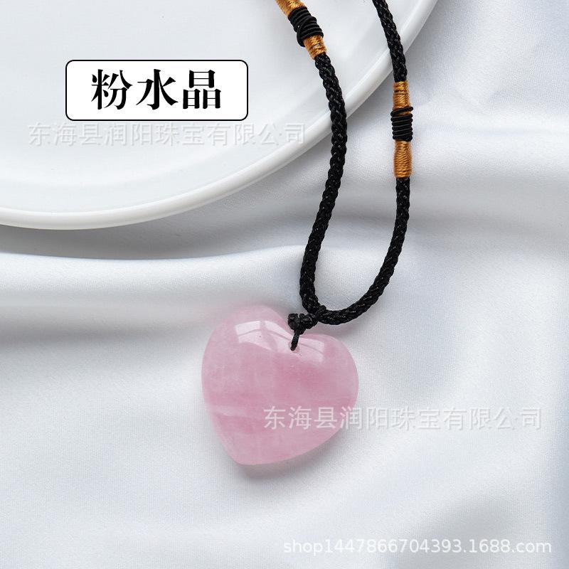 Natürlicher Kristall Liebesanhänger, Achat Halbedelstein 3cm Pfirsichherz Halskette herzförmiger Schmuckanhänger, Fabrikmode