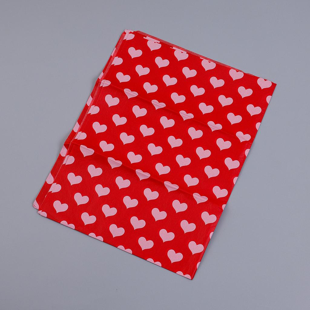 20 Sheets Valentine's Day Tissue Paper Red Love Heart Gift Wrapping Paper Birthday Decor Bridal Shower Party Supplies 50X35 Cm