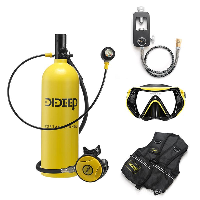 DIDEEP X5000Pro 2L Diving Snorkeling Kit with Scuba Oxygen Tank and Pressure Gauge