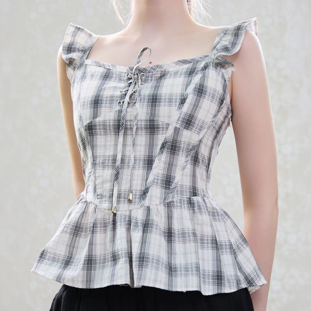 Egoiseuteu [Blue Label] Check Corset Sleeveless Blouse Es2Obl03