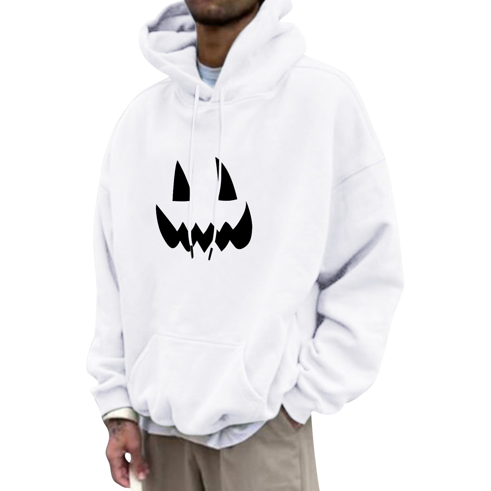 

Unisex Casual Fashion Top With Drawstring Hoodie And Printed Sweatshirt M белый