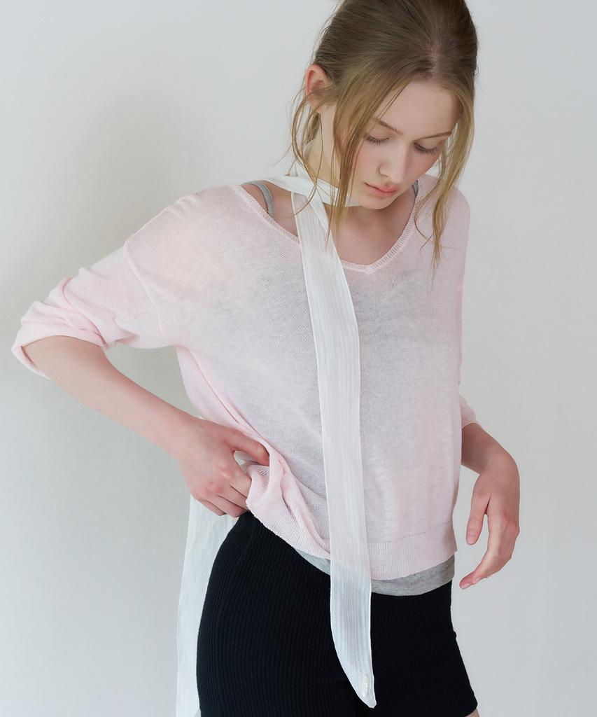LETTERA V-Neck Linen Half Knit