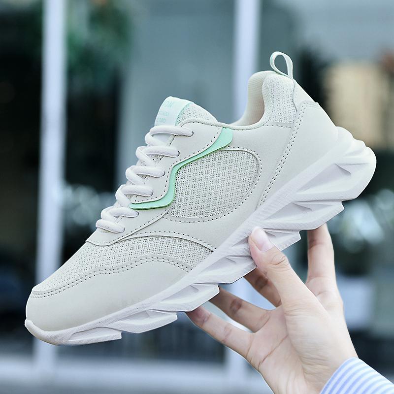 Womens Shoes Running Wear Resistant Casual Sports Tennis Female Sneakers Trendy Knitted Fly Weaving Running Shoes Gray Adults