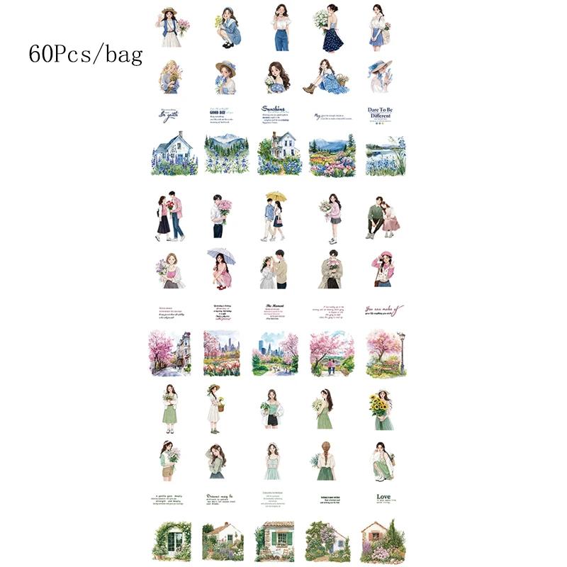 Mr. Paper 60Pcs/bag Breeze and Sweet Series PET Waterproof Sticker Pack Cute Things Stickers DIY Handbook Photo Frames Albums