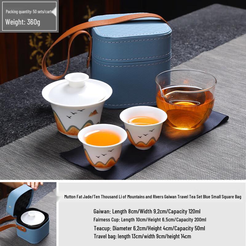 Shangqi Jade Ceramic Landscape Travel Tea Set