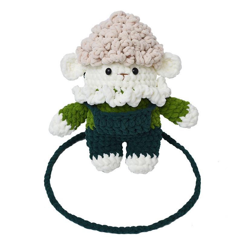 Mini Woolen Cartoon Plush Bag With Phone Pocket For Daily Use Girls Gift