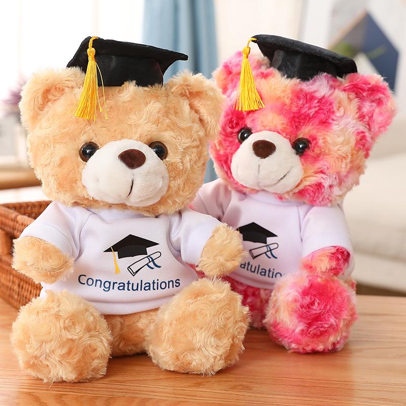 23-28cm Lovely  Plush Toy Stuffed Soft Colorful Kawaii Bear Animal Dolls Graduation Birthday Gifts