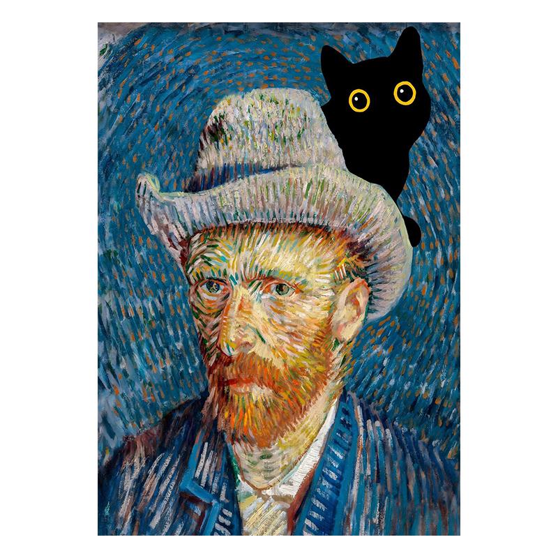 Van Gogh Black Cat Sunflowers Funny Art Matisse Monet Canvas Painting Posters And Prints Wall Pictures For Living Room Decor