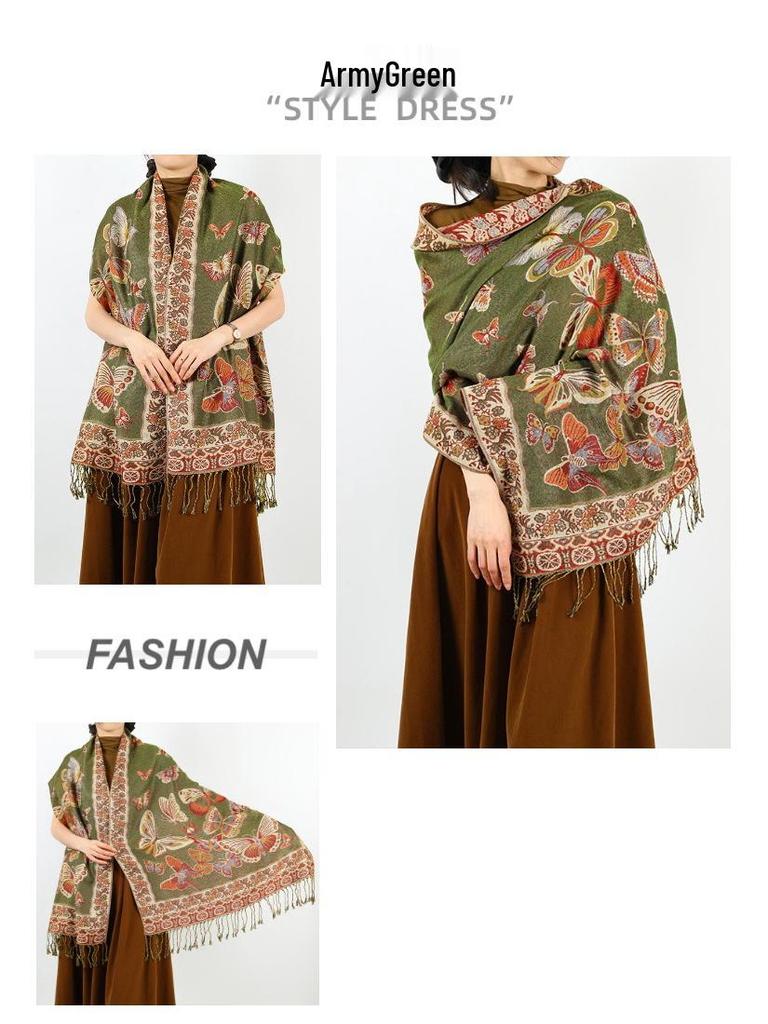 2024 Retro Ethnic Tassel Long Shawl Scarf for Women - Autumn/Winter Fashion Neck Warmer