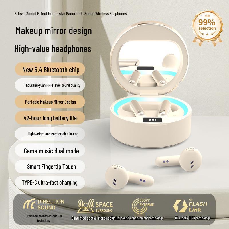 AE-1 TWS Earbuds: High-Quality Sound, Mini LED Mirror, Wireless & In-Ear Bluetooth Earphones