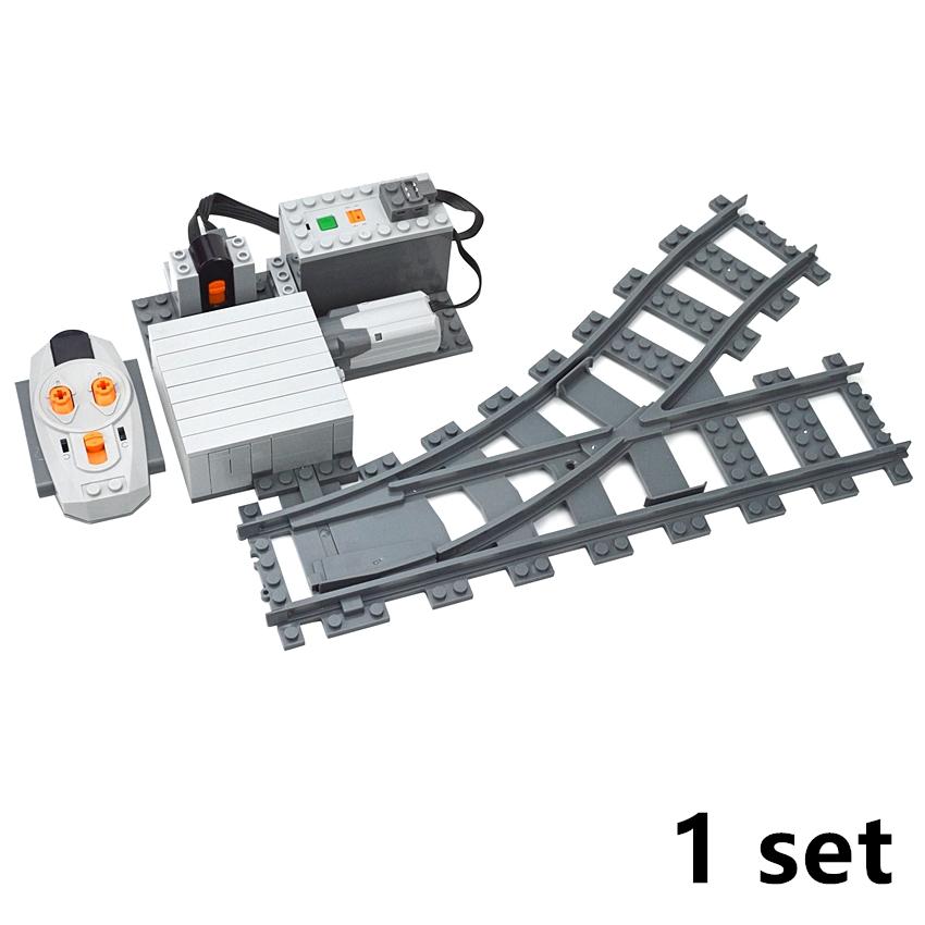 DIY Building Blocks Train Variable Track Switch Motorized Remote Controlled Power Functions Bricks MOC Set Replaced Rocker Leduo