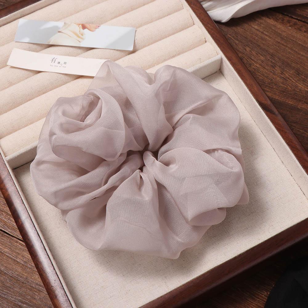 French Style Chiffon Scrunchies Solid Color Sweet Women Hair Scrunchies Elegant Temperament Oversized Hair Ropes