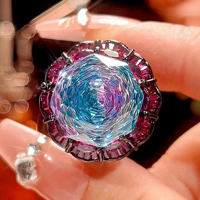 New Zhuang Shengsheng jewelry copper bottom gold-plated rose cut gradual change color black gold suit heroine stone 16-10m