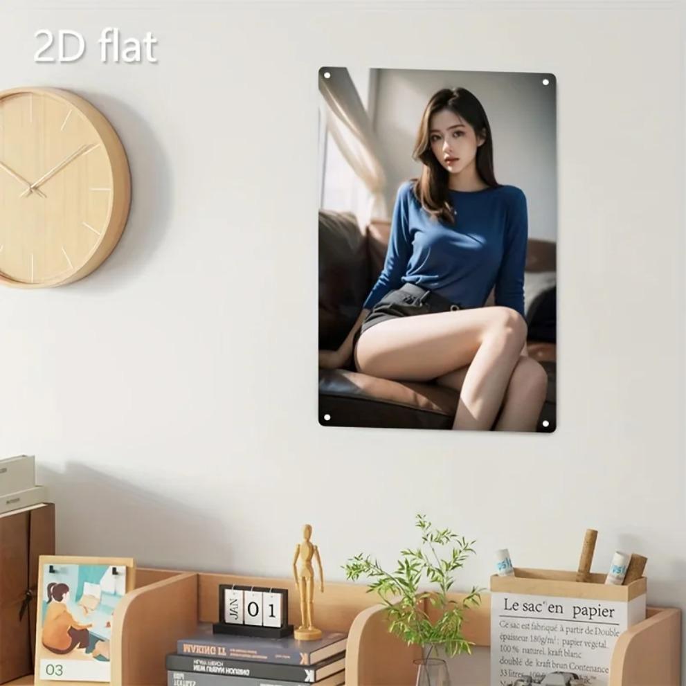 Elegancka Kobieta Metalowa Sztuka Ścienna Nowoczesny Wystrój Domowego Biura Brązowy Minimalistyczny Znak z Elementami Montażowymi