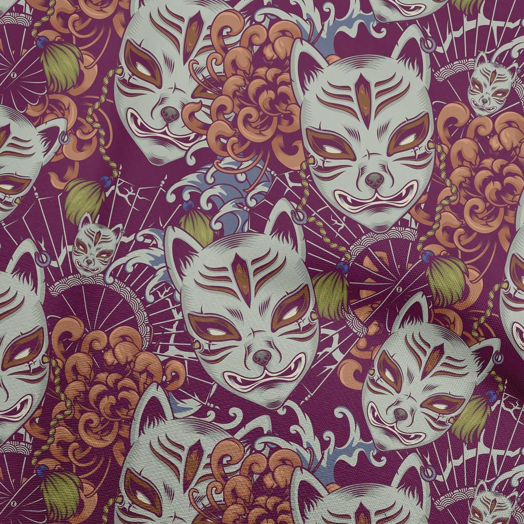 oneOone Bawełna Len Zielona Tkanina Azjatyckie Japońskie Maski Projekty Rękodzieła Dekoracja Tkanina Drukowana Na Metry 40 Cali