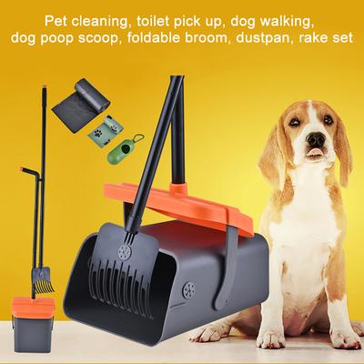 Dog Pooper Scooper Long Handle Swivel Bin And Rake Pooper Scooper Kit