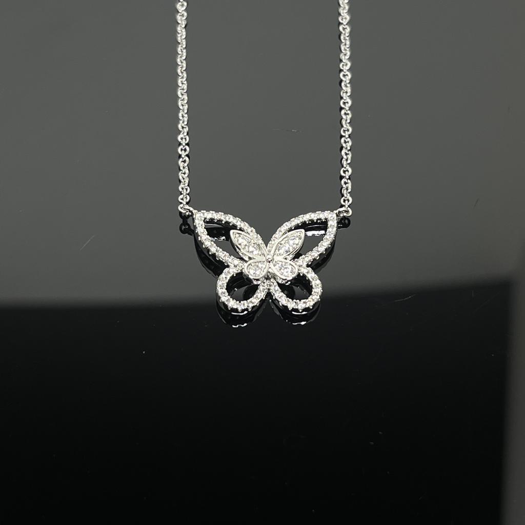 Pendientes clásicos de mariposa chapados en oro de plata 925, pulsera de mariposa, collar de mariposa.