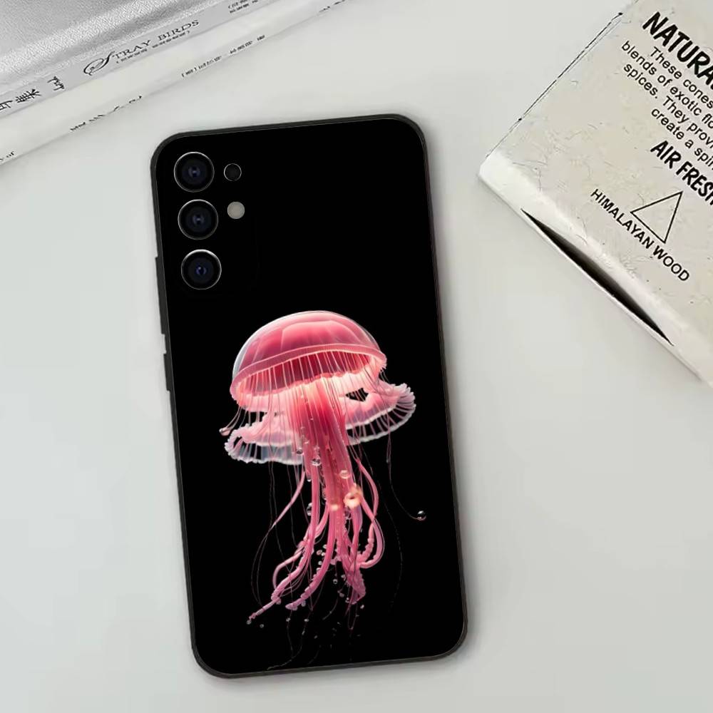 Jellyfish Oceanic   Phone Case Black Silicone Soft For Samsung S25,S24,S21,S22,S23,S30,Ultra,S20,Plus,Fe,Lite