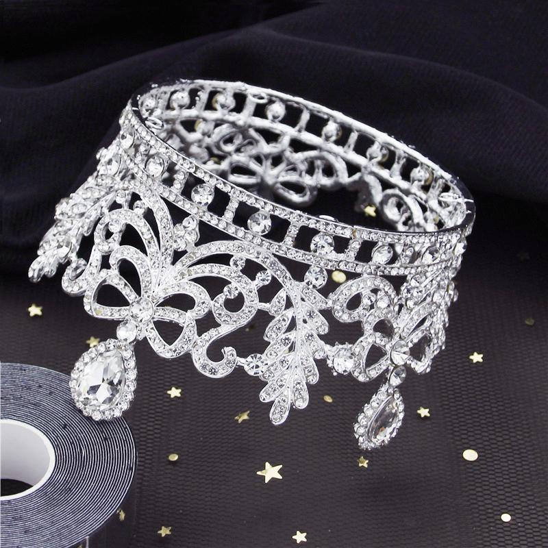 Barokowy Kryształowy Diadem Luksusowe Tiary Ślubne Korona Ślubna dla Kobiet Okrągła na Bal Promocyjny Ozdoby na Tort Korona Biżuteria Nakrycie Głowy