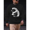 Men's Hedgehog Print Casual Sweatshirt - Long Sleeve Crew Neck, Stylish and Durable, Sporty Casual Style, Lightweight Fabric, Vibrant Living