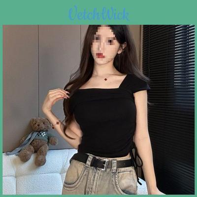 Plain Flat Knit Summer Womens Off Shoulder Top With Embroidery For Casual Wear