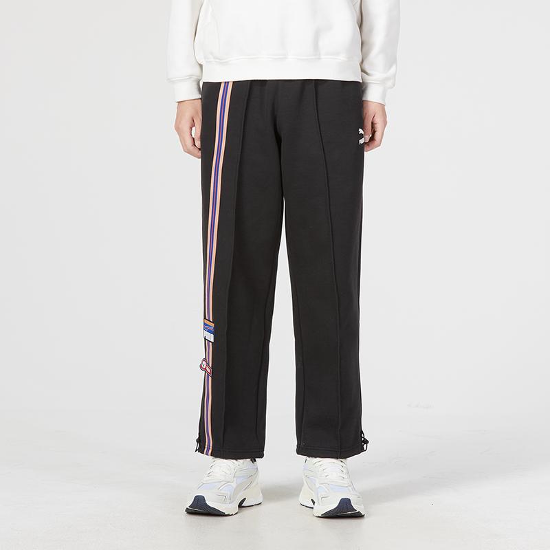 Puma Team Badge Straight-Leg Casual Sports Pants Men Bottoms Black 677376-01
