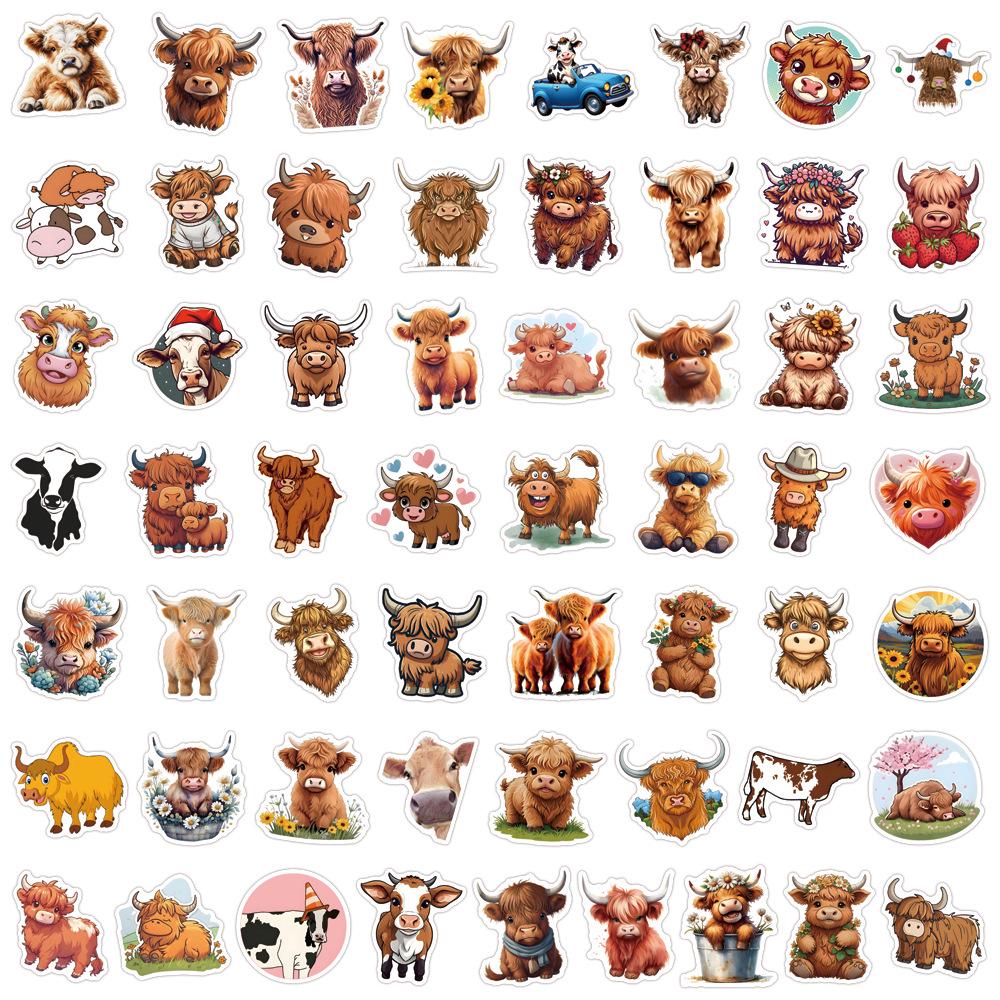 

55 Cartoon Cow Stickers: Waterproof Decorations for Stationery, Planners, Bottles, and Computers