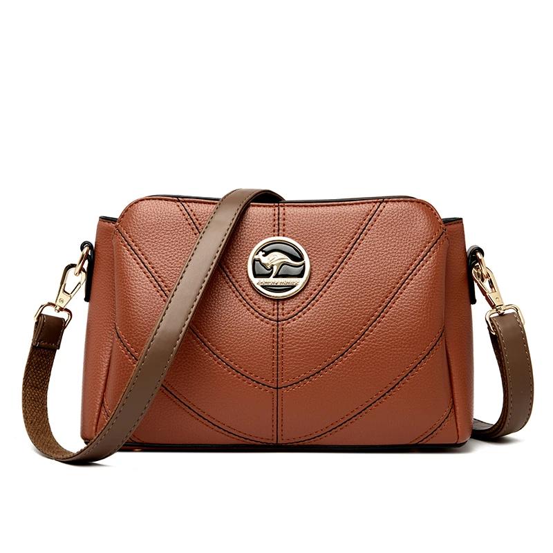 Brand Women Soft Leather Bags Luxury Designer Sewing Thread Handbag High Quality Crossbody Shoulder Bag