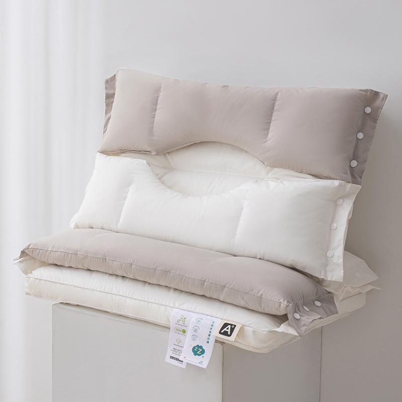 Cotton Fabric Cervical Support Pillow - Concave Design for Neck & Spine Protection