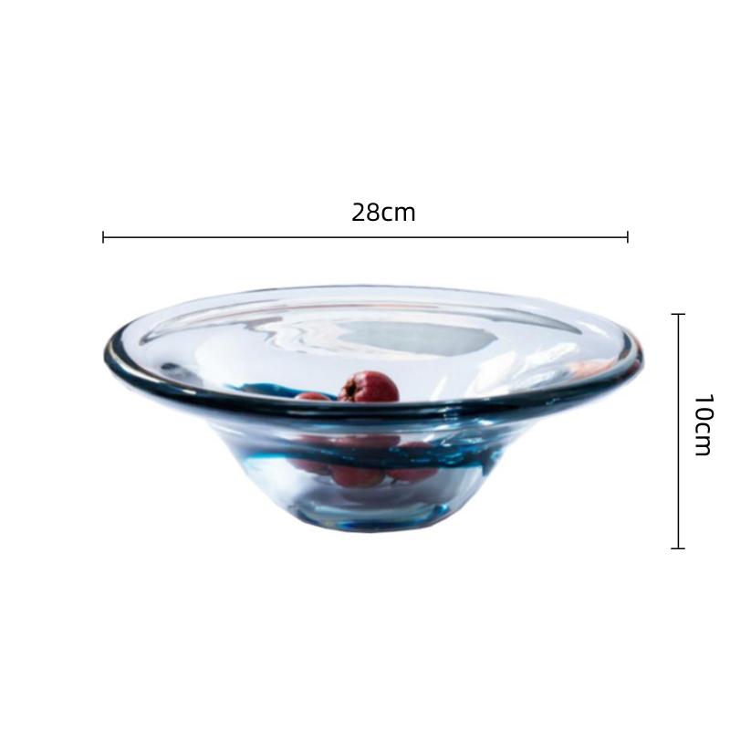 

Glass Tray Blue Circular Graffiti Transparent Fruit Plate Desktop Storage Container Trinket Dish Kitchen Accessories