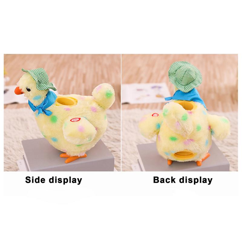 Stuffed Chicken with Egg Plush Hen Puzzle Fun Musical Chicken Figurine Pet Toys Interactive Cat Toys Lays Eggs for Holiday