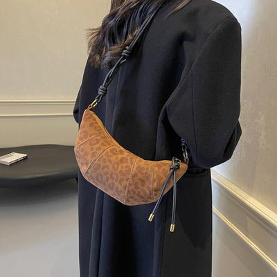 Retro Cow Horn Shaped Women's Shoulder Bag For Daily Used Casual Ladies Handbags Rope Strap Soft Crossbody Bags