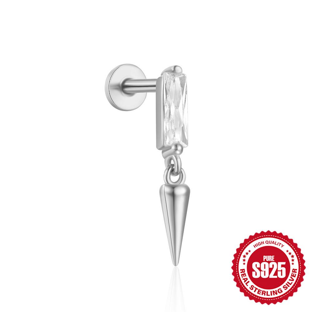 S925 Sterling Silver Teardrop Triangle Garnet Opal Piercing Stud Earrings