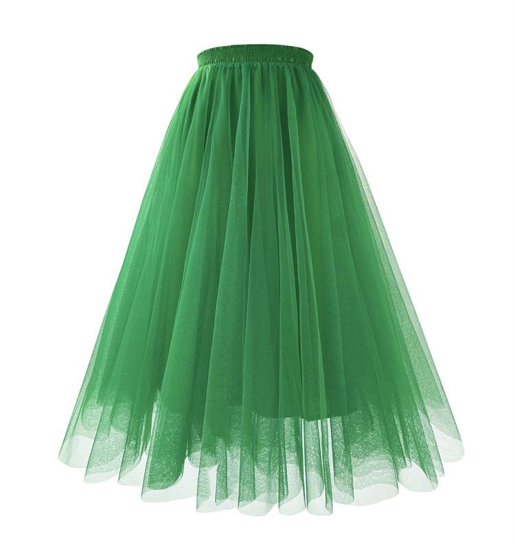 

European and American Autumn/Winter Plus Size Pleated Mesh A-line High Waist Midi Skirt S