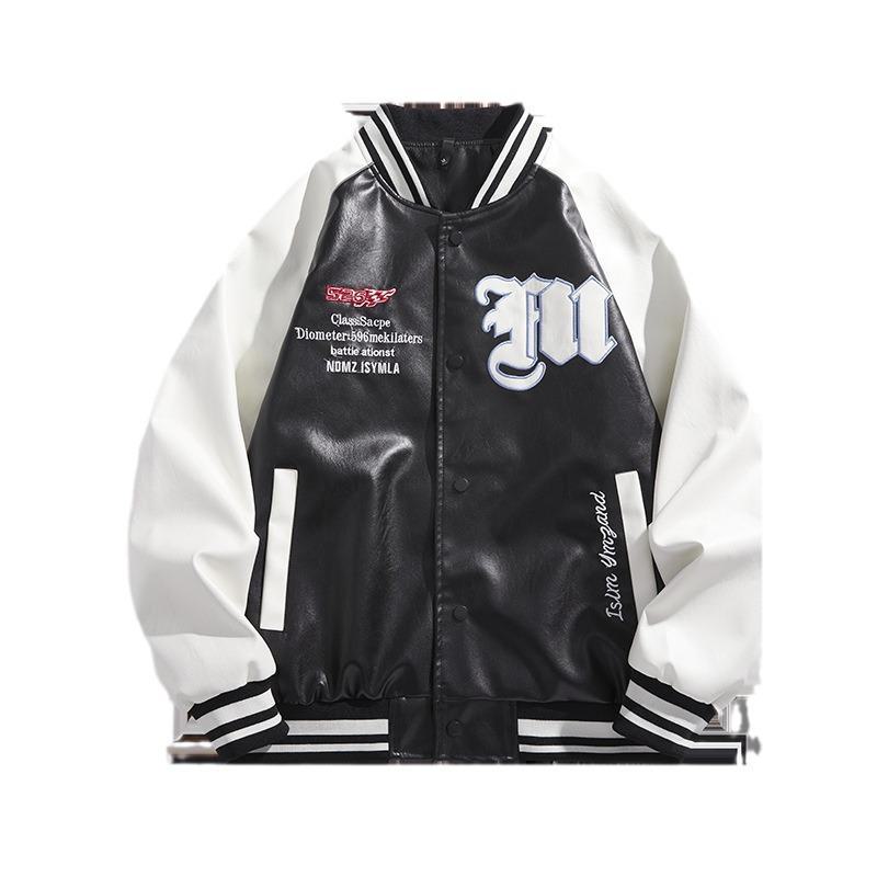 Men's American Retro PU Leather Baseball Jacket - Spring/Autumn Pilot Style