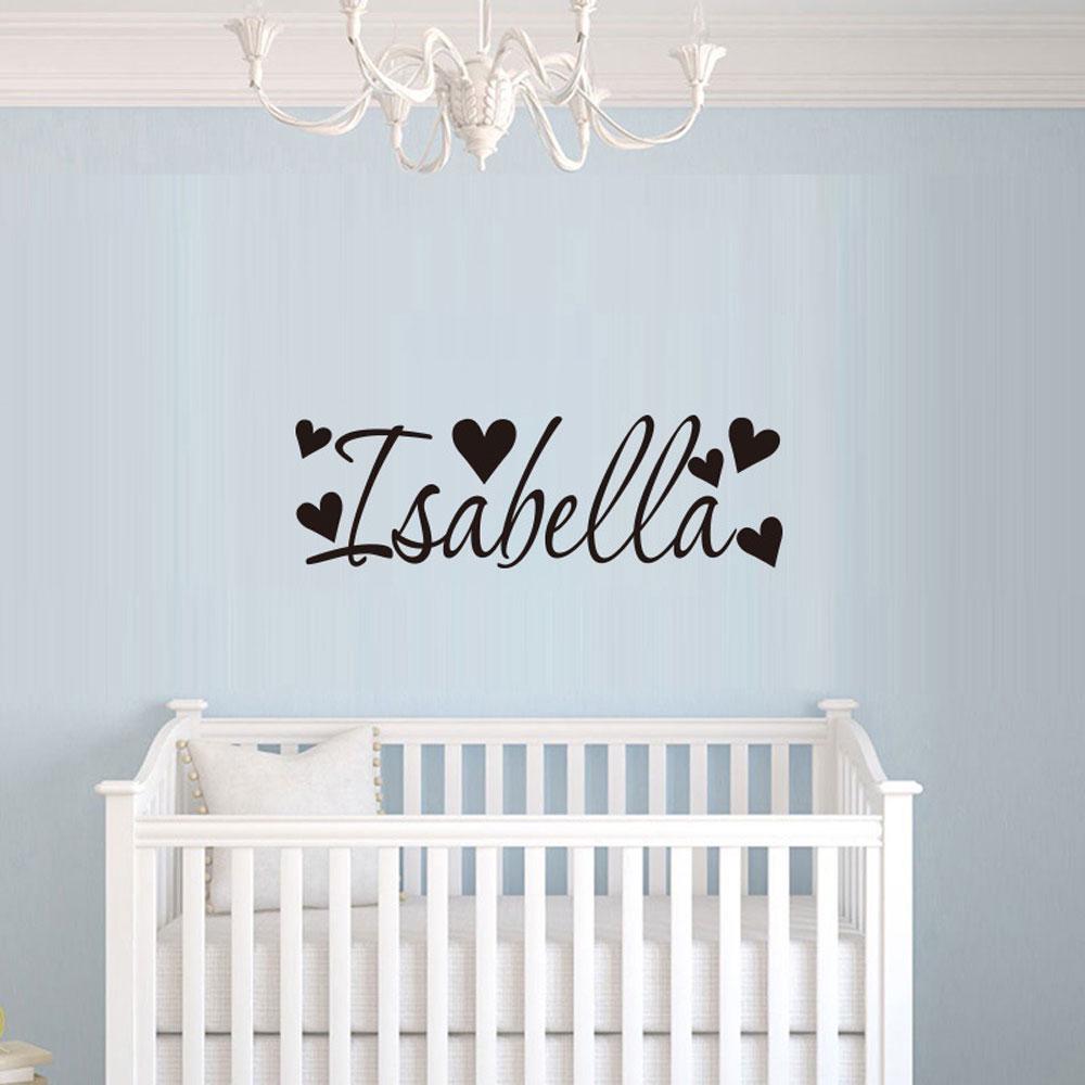 Buy Personalised Name Hearts Wall Art Sticker Text Girls Nursery ...