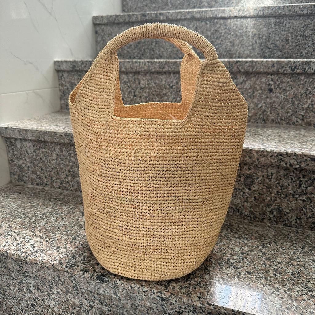 Summer Woven Handbag Travel Raffia Beach Bags for Women Handmade Crochet Straw Bag Casual Shopper Tote Shoulder Bag Basket Bags