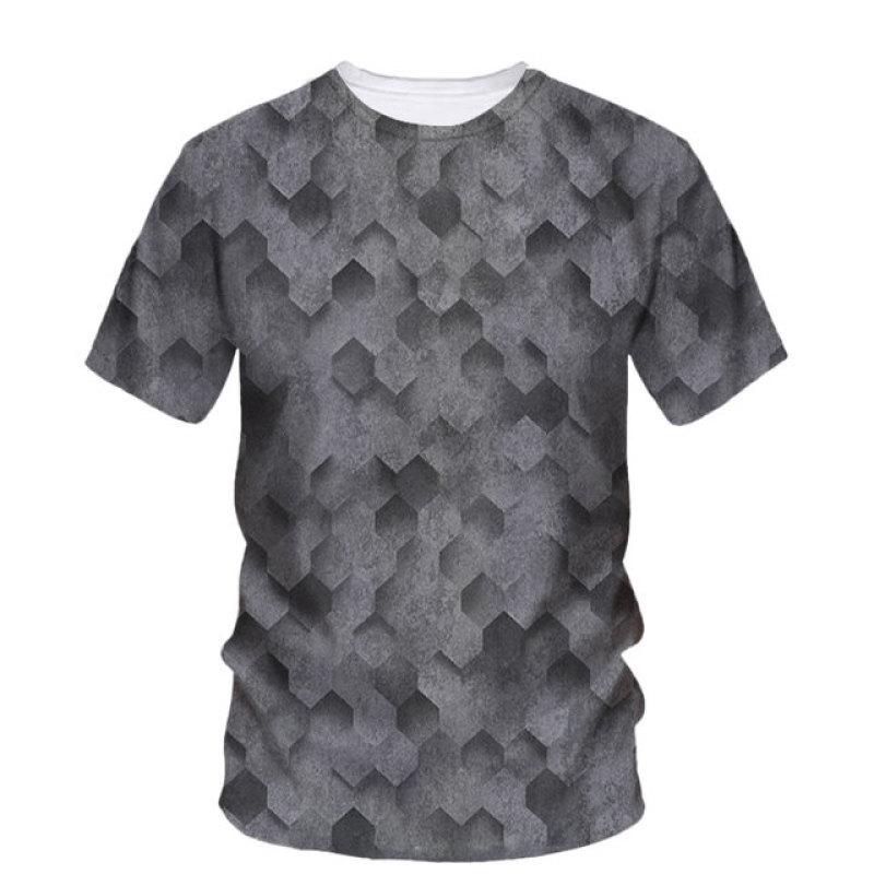 Men'S T-Shirt 3d Personality Simple Style Printed Tees Summer Street Trend Creative Fashion Short-Sleeved O-neck All Loose Tops