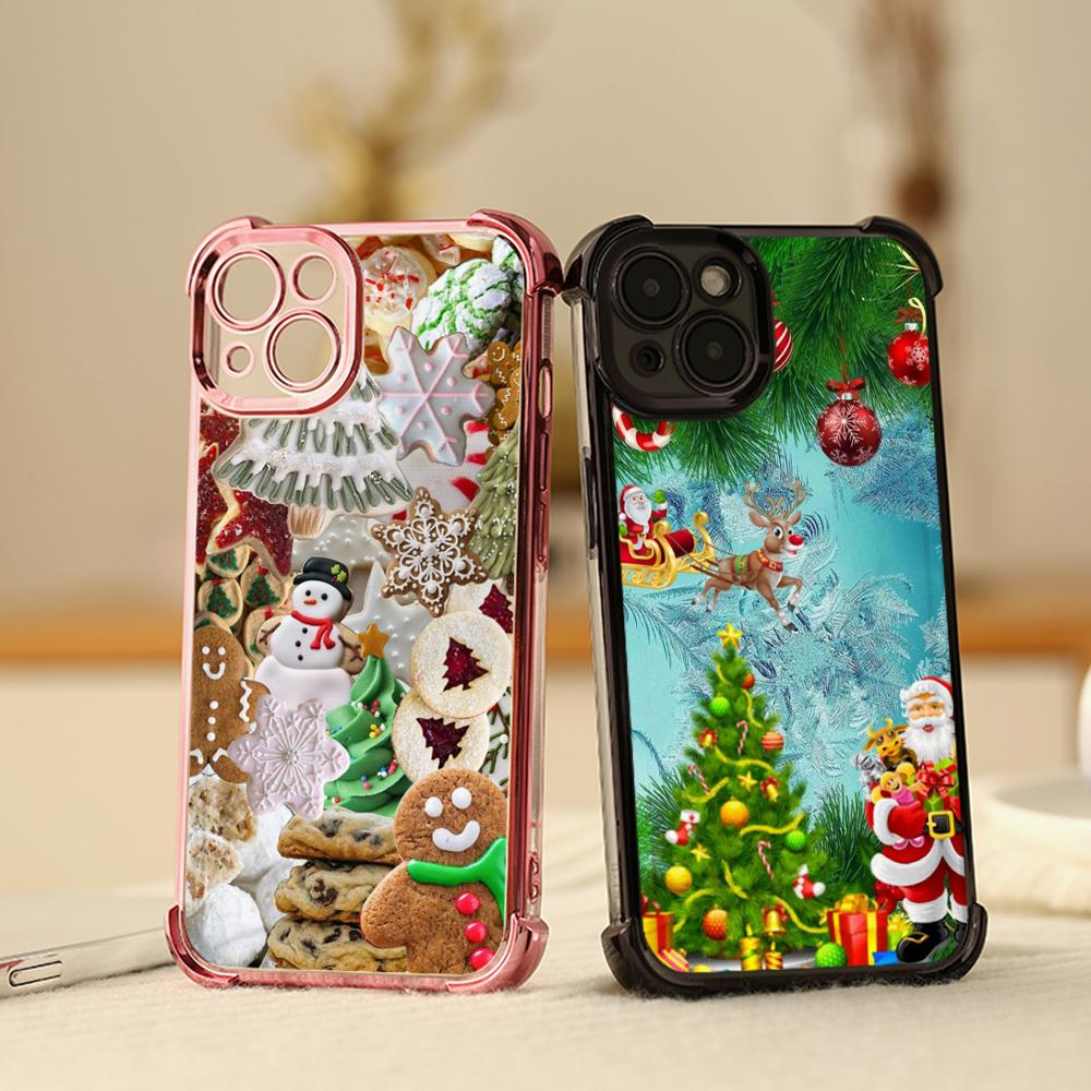 Ae107 Happy New Year Christmas Electroplated TPU Phone Cases for Xiaomi 11 Lite Redmi Note 13 Pro 12C 9S 14C Huawei P40 Four Corner Protection Cover