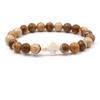 Trendy Beaded Bracelet With Natural Agate Stones - Stylish Cross Pendant Bracelet - Elegant Jewelry For Daily Wear