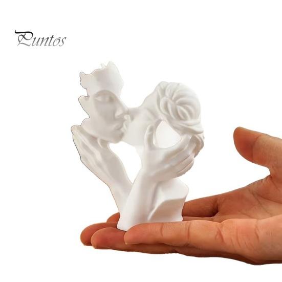 Living Room Art Piece 3D Printed Kissing Couple Figurine, Romantic Hollow-out Statue with Wide Solid Stable Base, Modern Delicate Carved Figurine