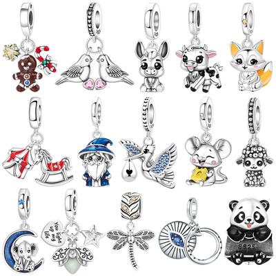 Charms Copper Original Cute Lamb Mouse Cheese Animal Fox Dragonfly Beads Fit Bracelet Women Jewelry Diy Valentines Fine Gift
